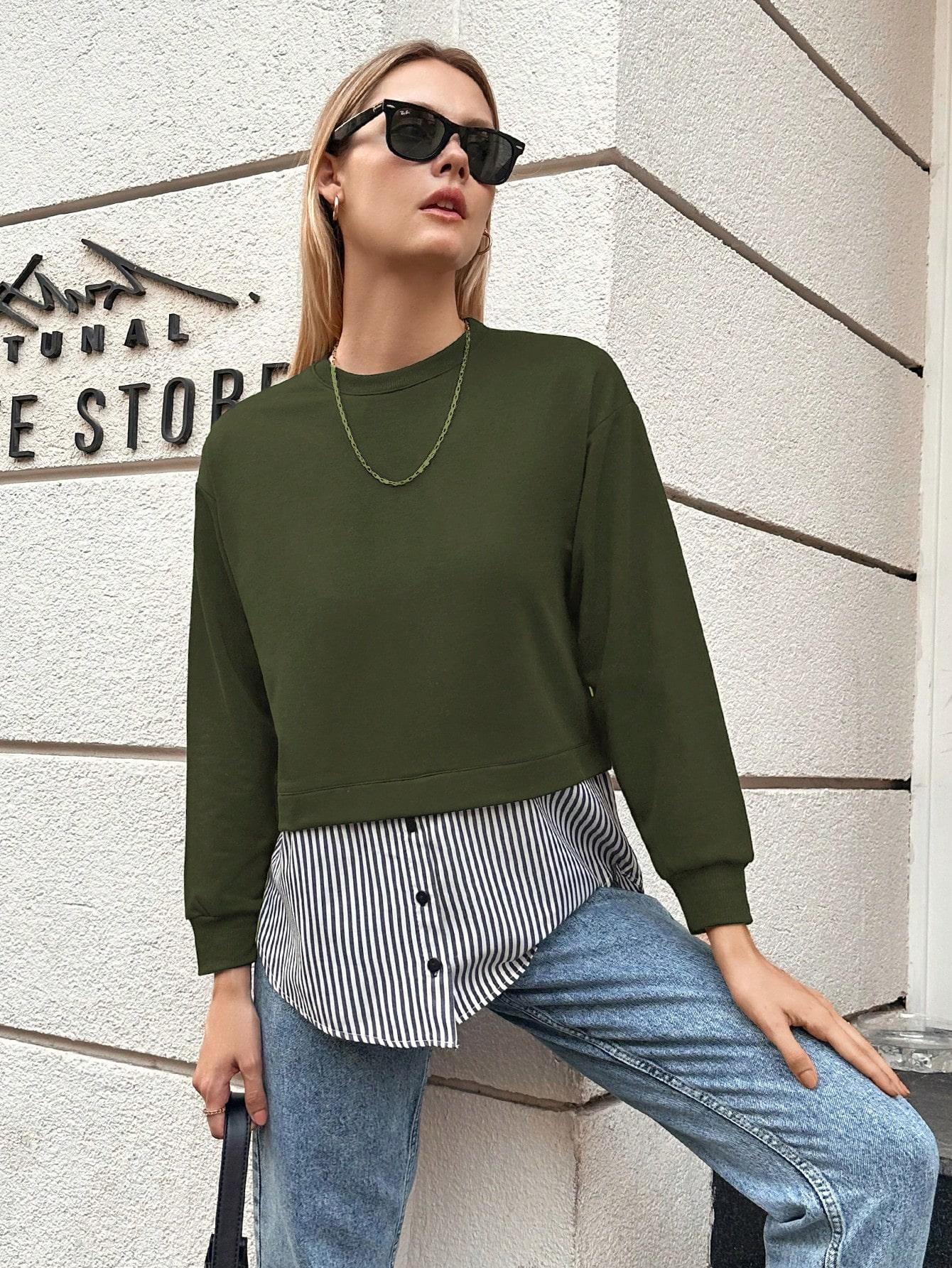 zielona bluza z imitacją koszuli