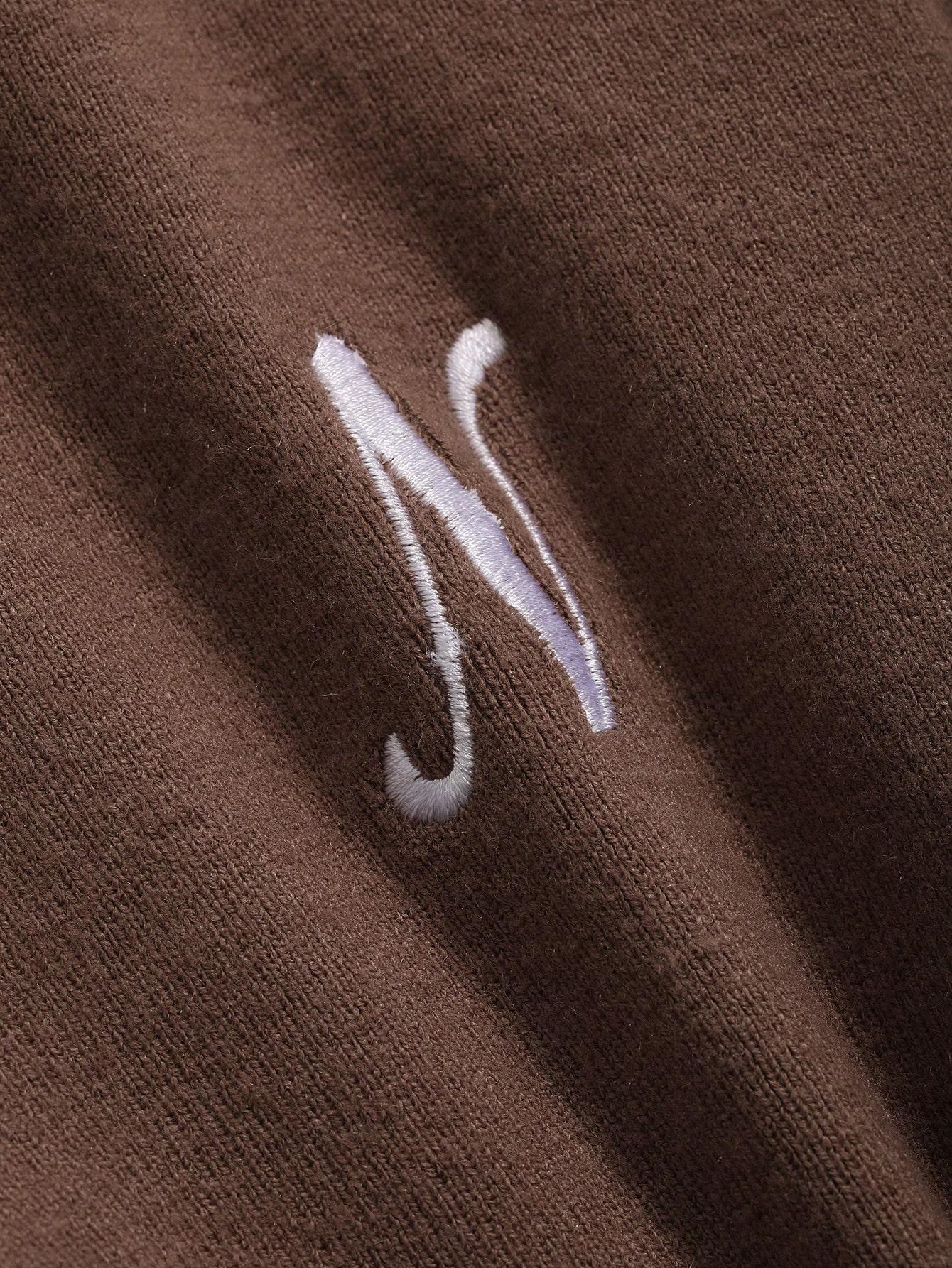 brązowy klasyczny sweter kardigan v-neck