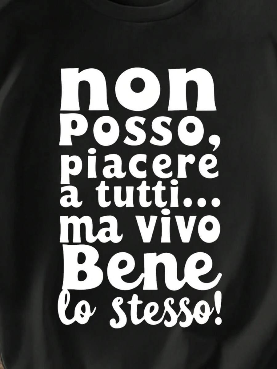 czarny t-shirt wzór napis