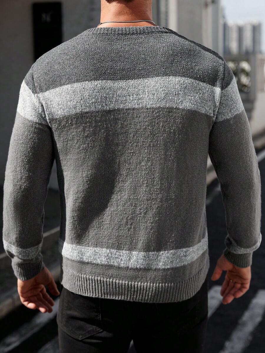 MĘSKI SWETER CASUALOWY Z OKRĄGŁYM DEKOLTEM