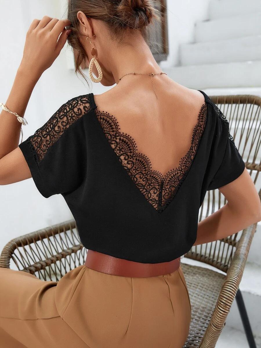 czarna bluzka v neck