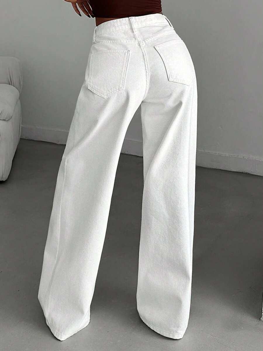 BIAŁE SPODNIE JEANS