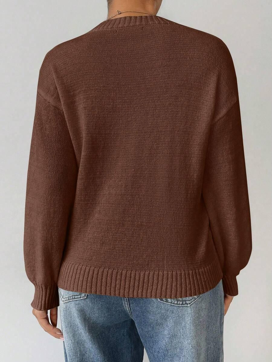 BRĄZOWY SWETER DZIANINA 
