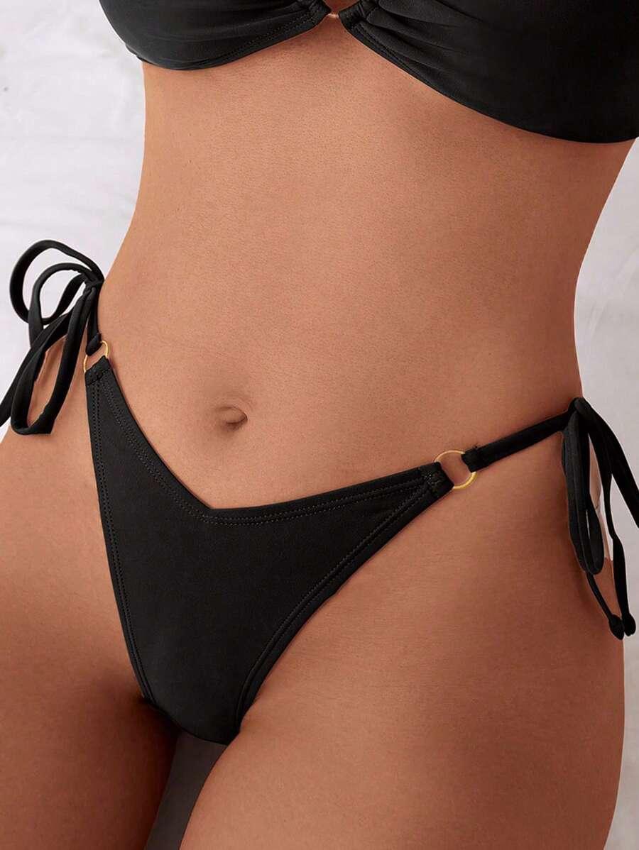 CZARNY DÓŁ OD BIKINI WIĄZANIE