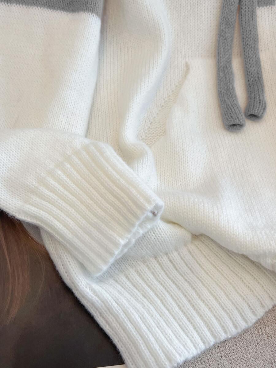 DZIANINOWY SWETER DŁUGI RĘKAW ŁĄCZENIE 