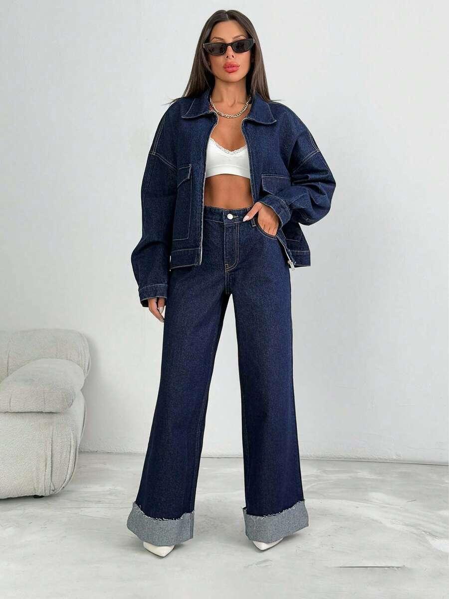 komplet spodnie kurtka jeans