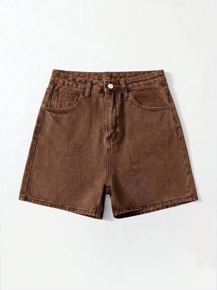 brązowe spodenki jeans