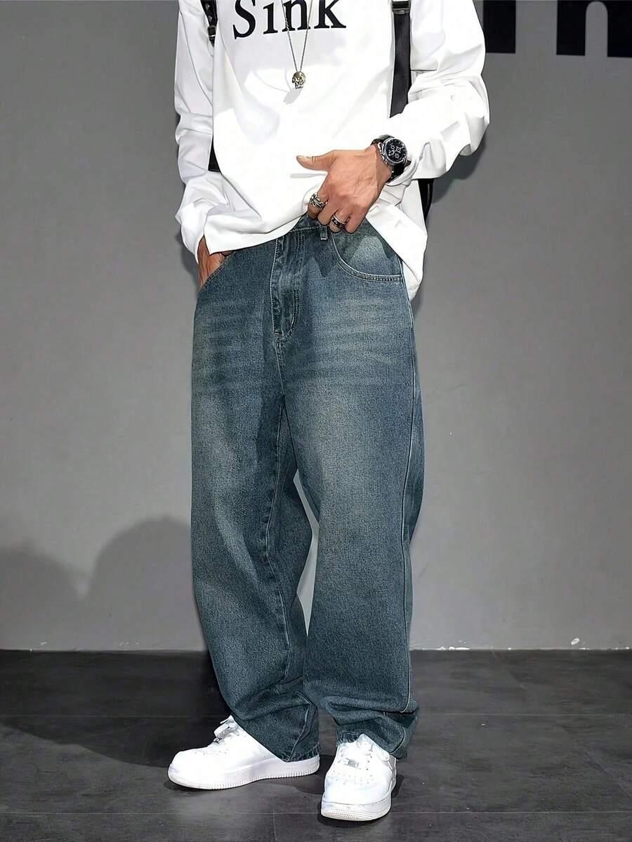 NIEBIESKIE SPODNIE JEANS zamek kieszenie