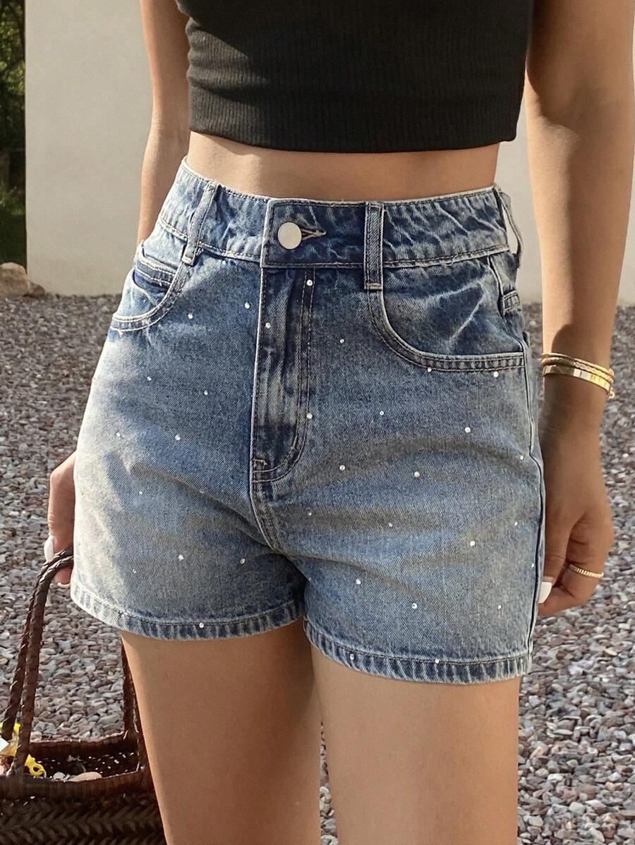 NIEBIESKIE SPODENKI JEANS ZDOBIENIA