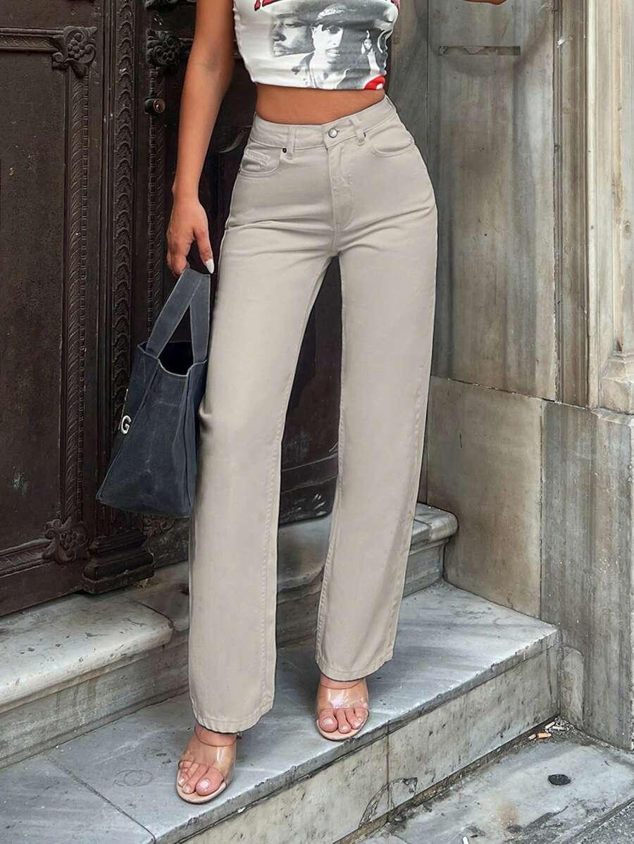 JEANSY DAMSKIE STRAIGHT LEG WYSOKI STAN BAWEŁNA