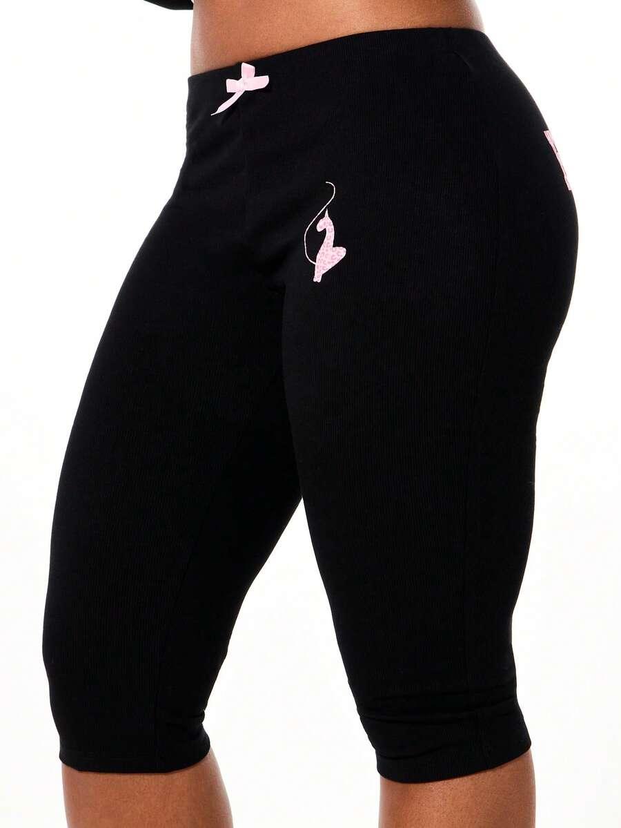 czarne legginsy wzór