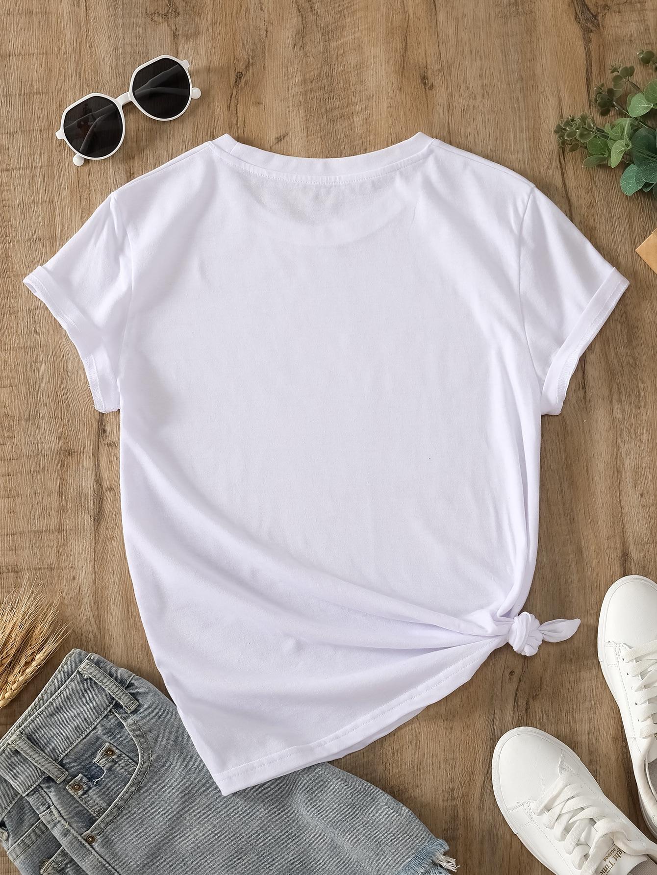 BIAŁY KLASYCZNY T-SHIRT BASIC