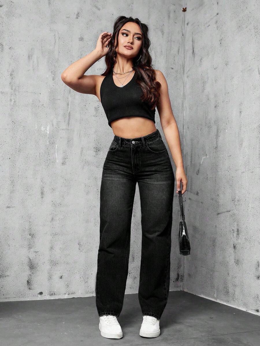 CZARNE SPODNIE JEANS