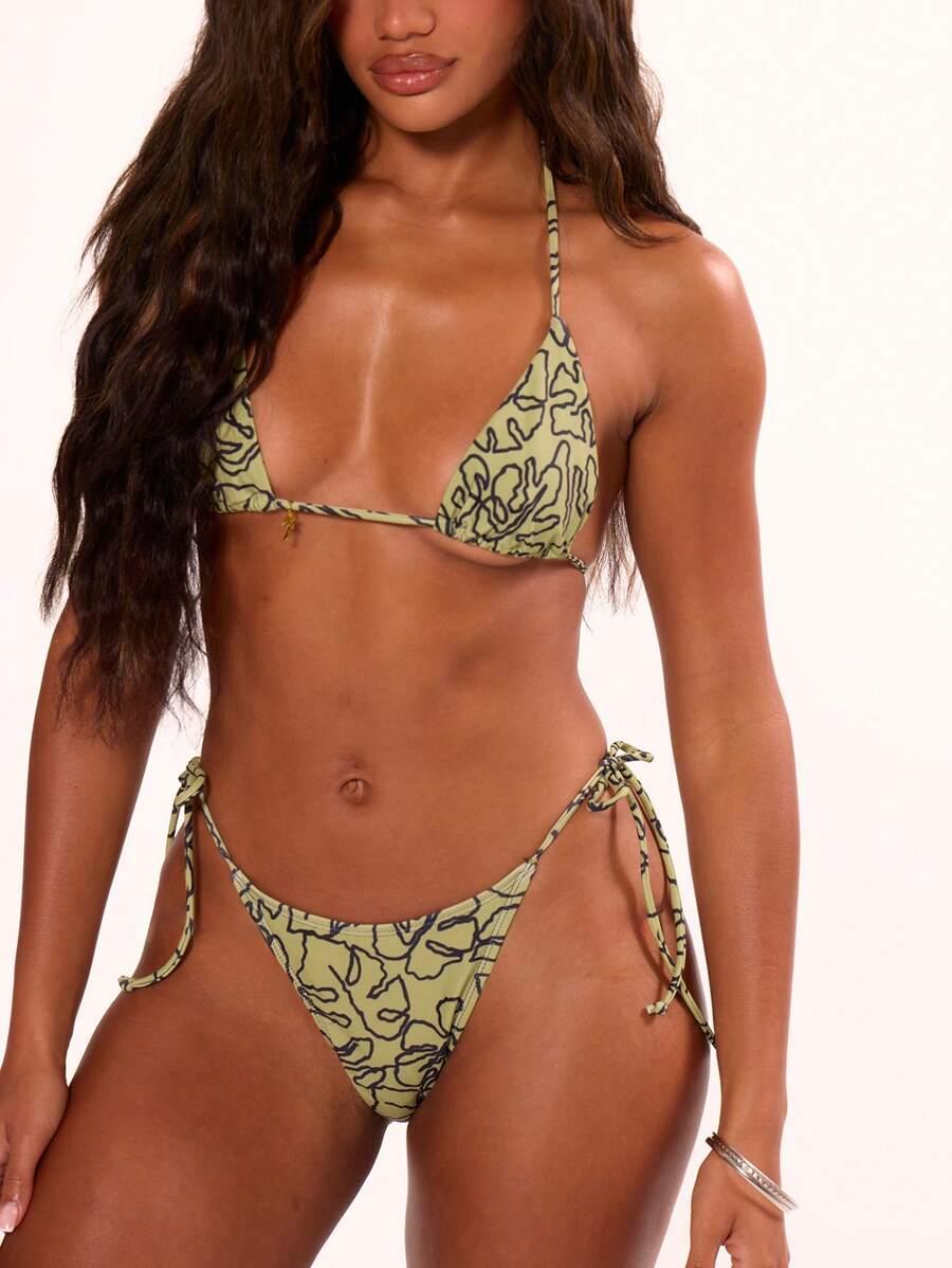 zielony dół od bikini wiązanie