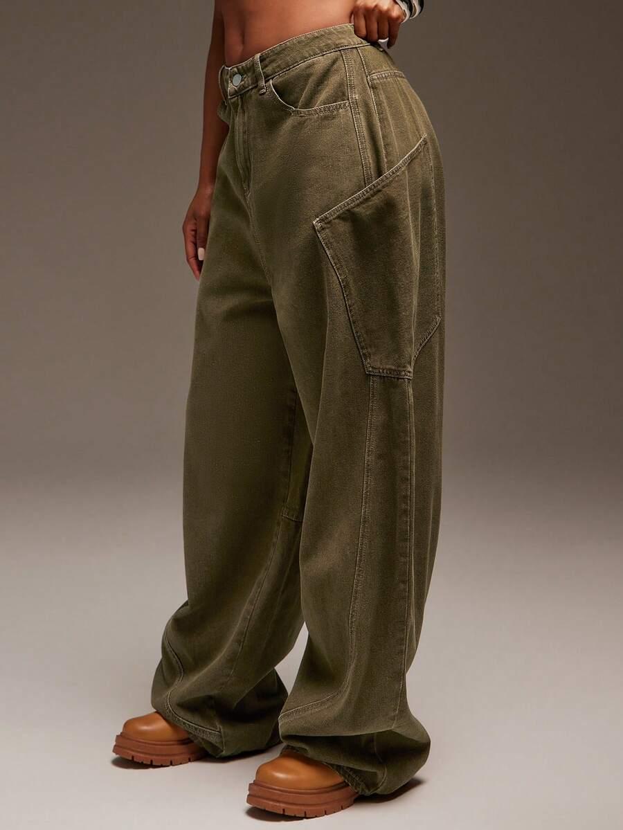 zielone spodnie jeans