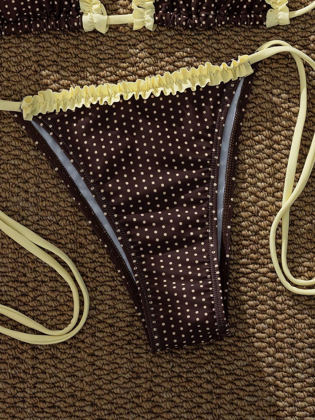 brązowy dół od bikini groszki