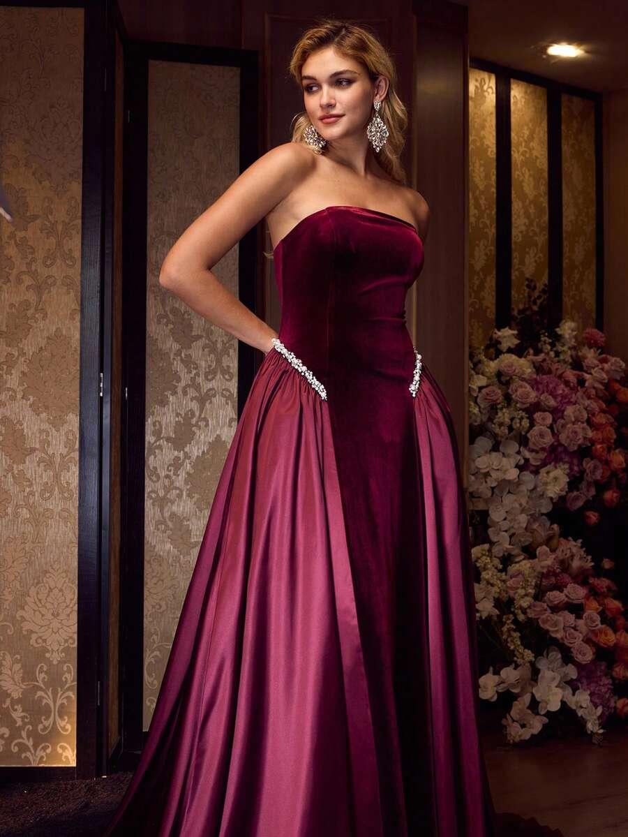 bordowa maxi sukienka