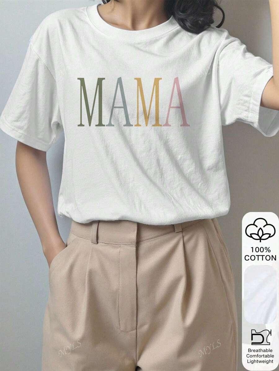 T-SHIRT DAMSKI BAWEŁNIANY Z NAPISAMI