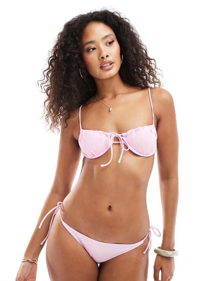 różowy dół od bikini wiązanie