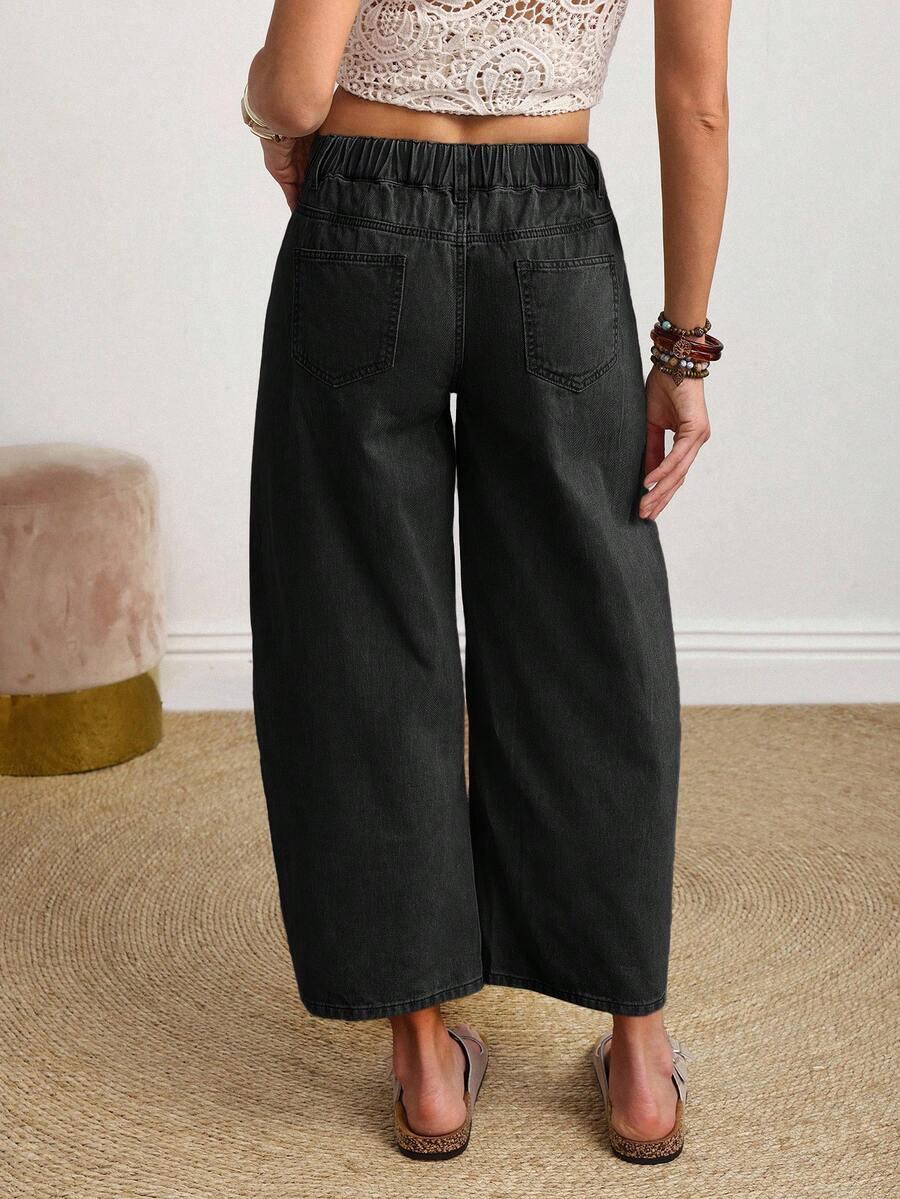 CZARNE SPODNIE JEANS KIESZENIE 