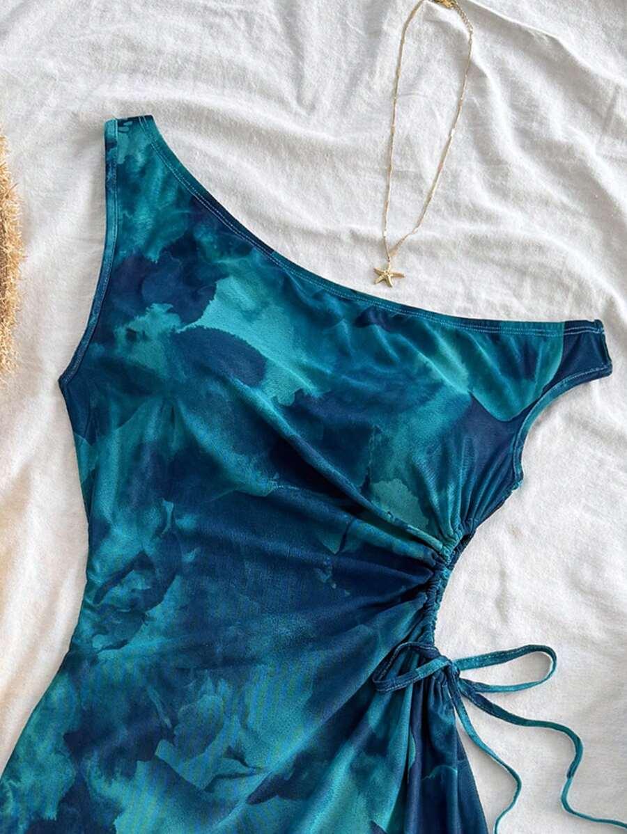 niebieska mini sukienka