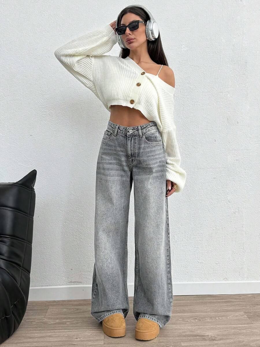 SZARE SPODNIE JEANS 
