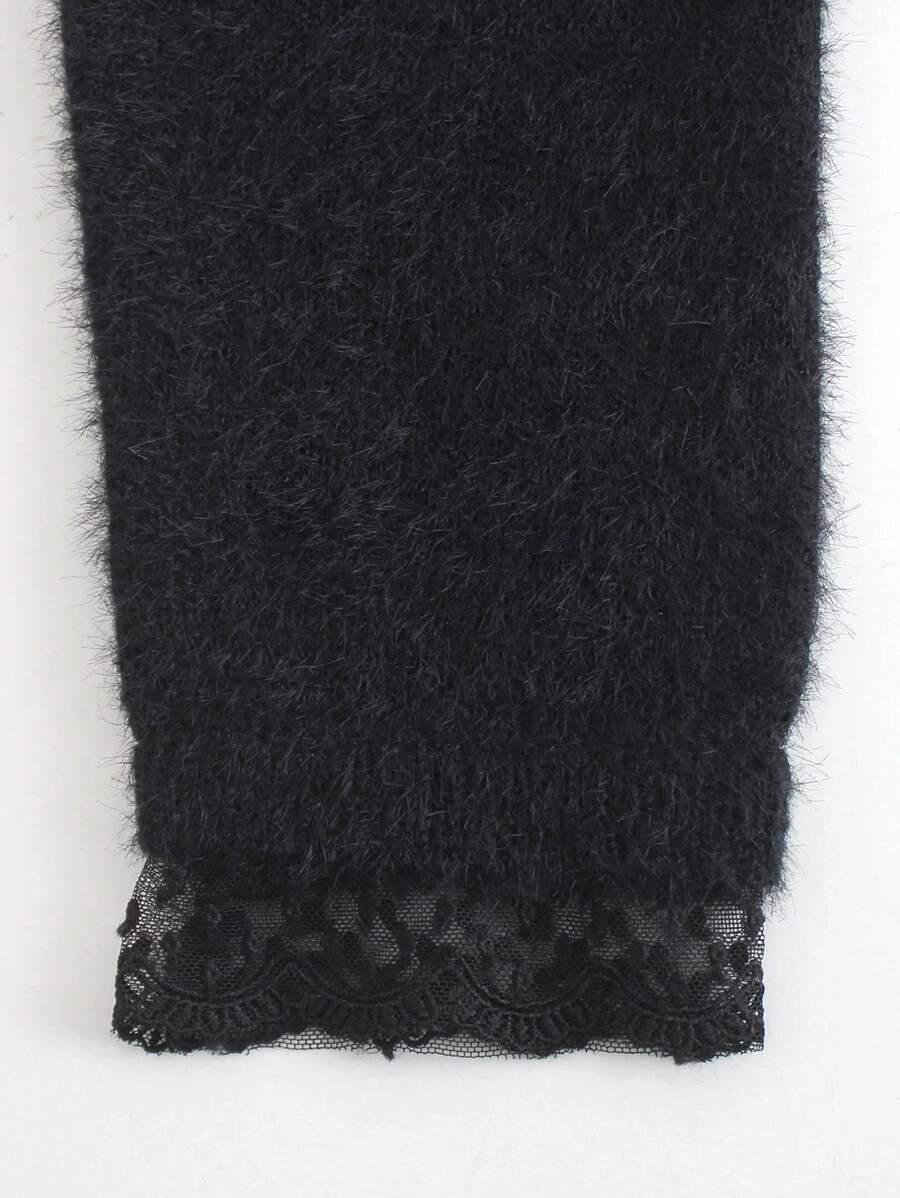CZARNY SWETER KORONKA