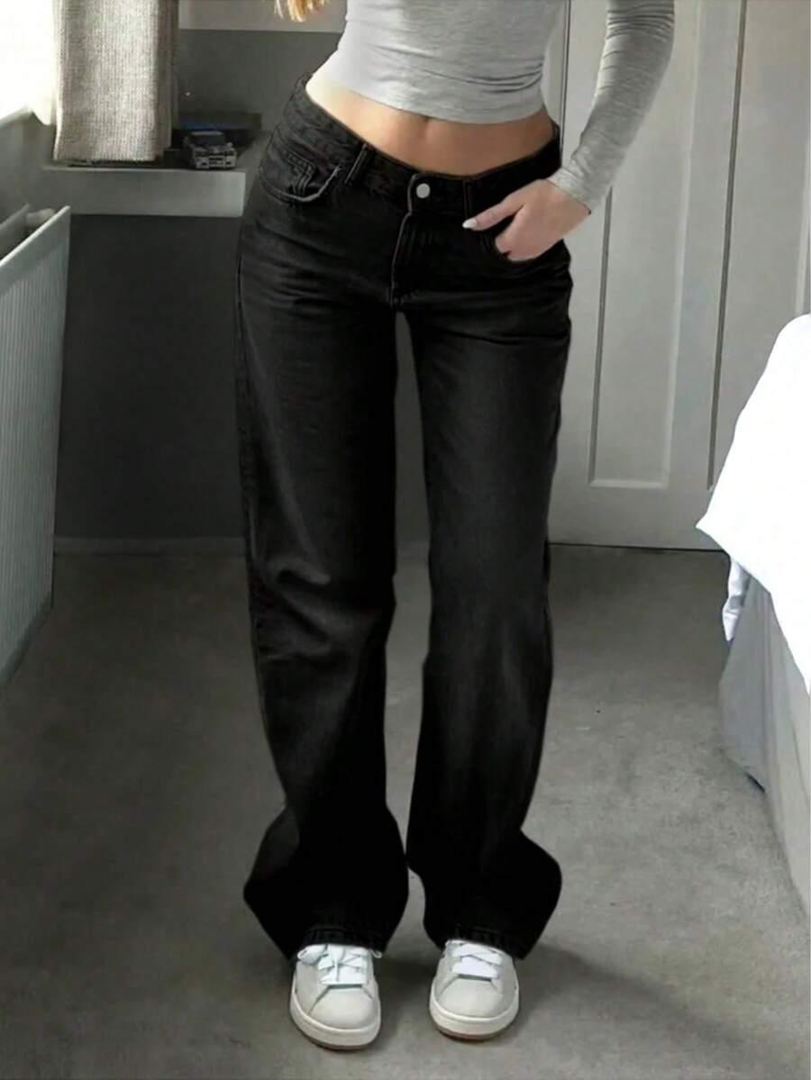 CZARNE SPODNIE JEANS