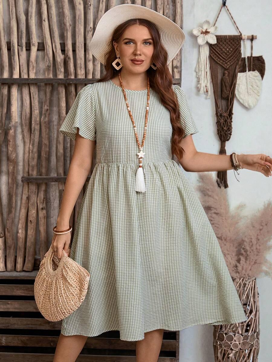 BOHO MIDI SUKIENKA PLUS SIZE KRATKA KRÓTKI RĘKAW
