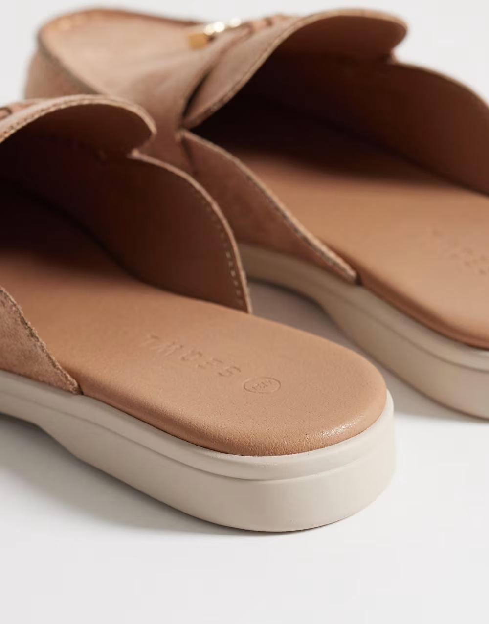 klapki zdobienie frędzle casual wide fit