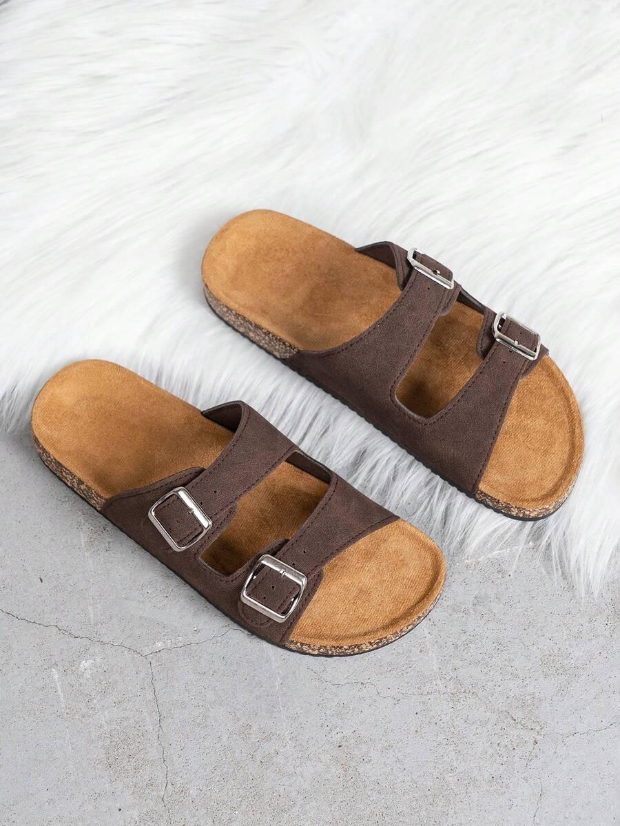 brązowe klapki casual 