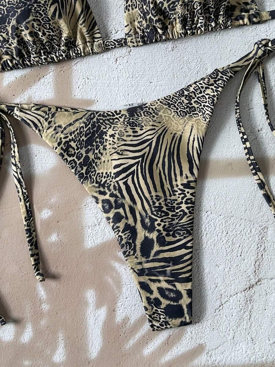 dwuczęściowy strój kąpielowy animal print