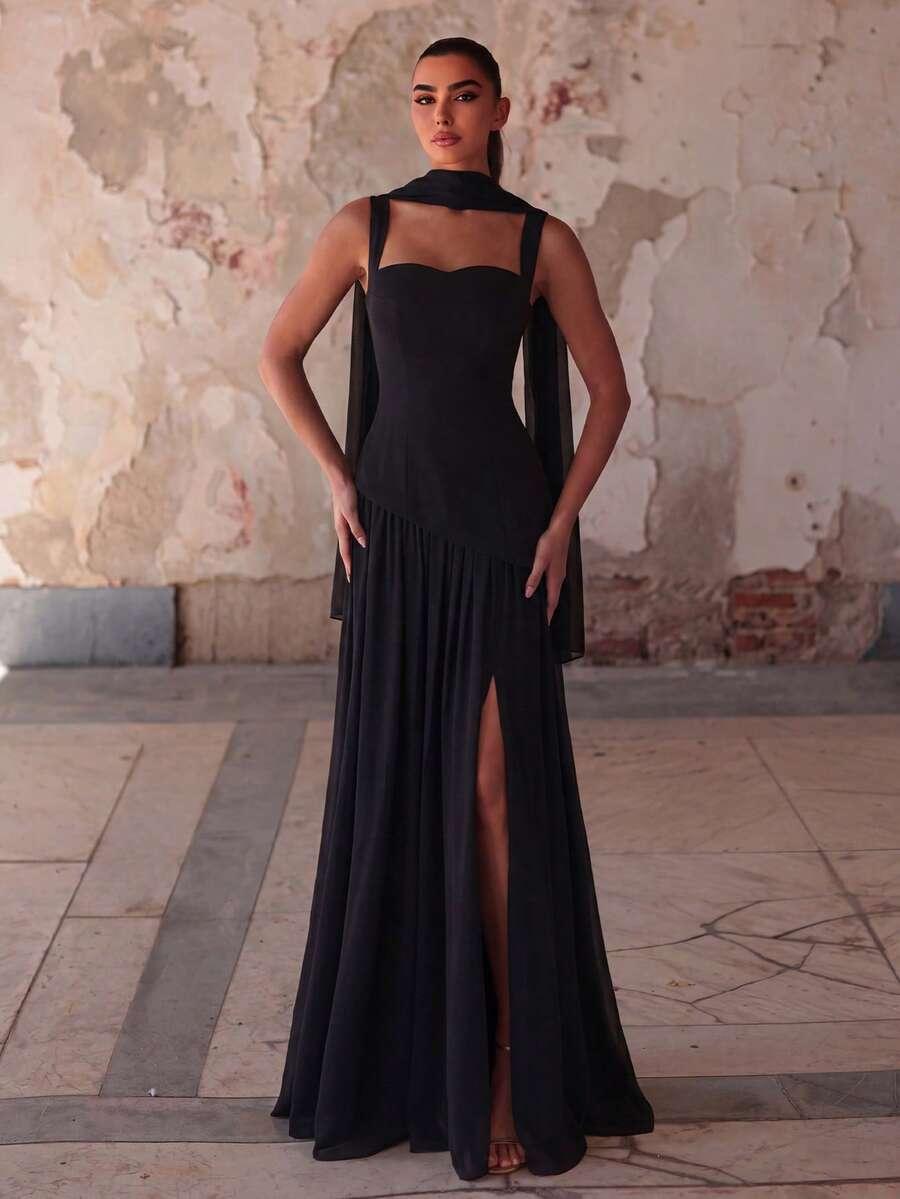 czarna maxi sukienka