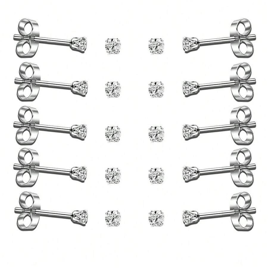klasyczne srebrne kolczyki 10-pack