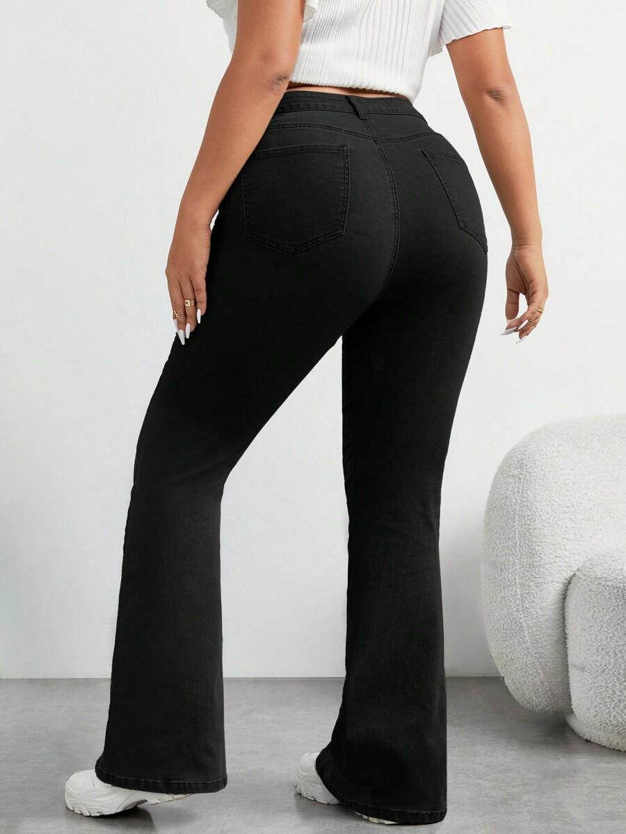 CZARNE SPODNIE JEANS DZWONY 