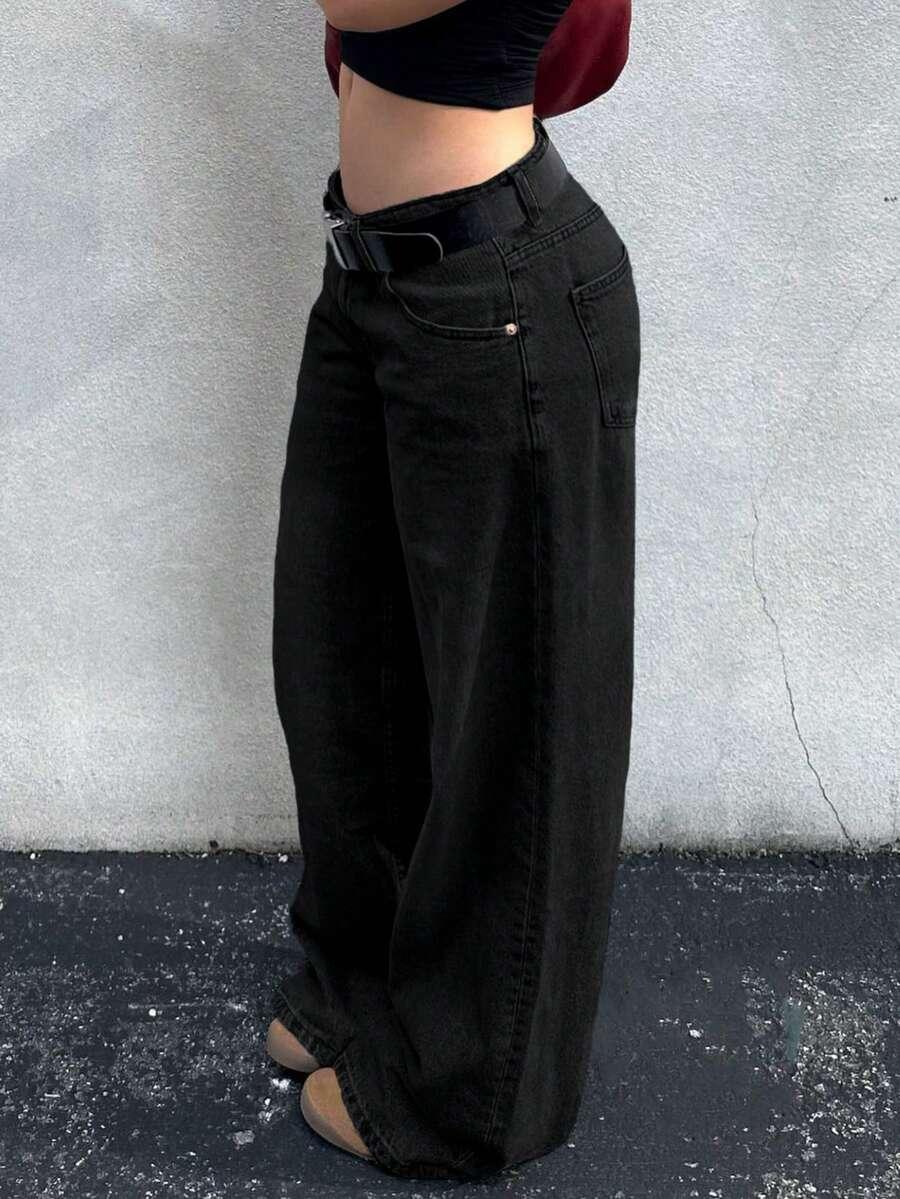 CZARNE SPODNIE JEANS