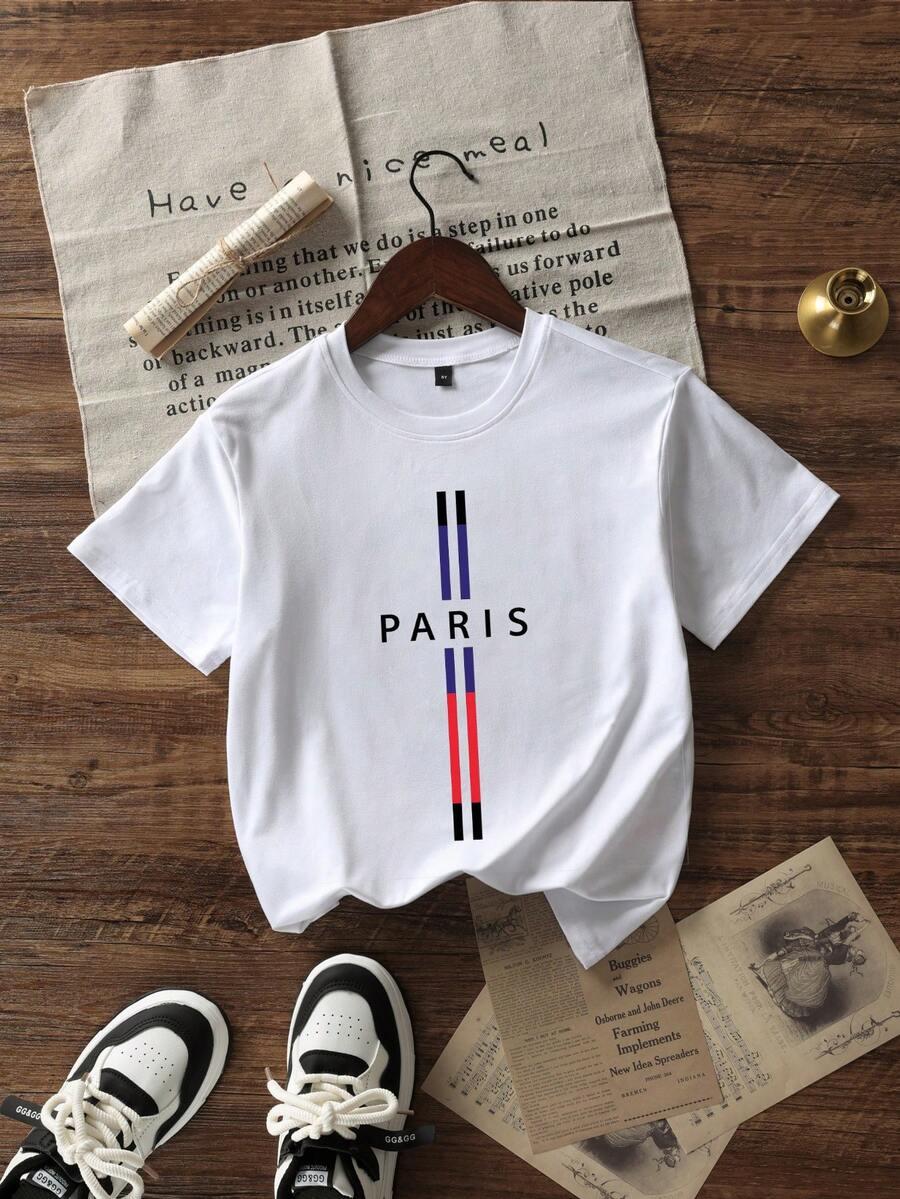 t-shirt okrągły dekolt nadruk