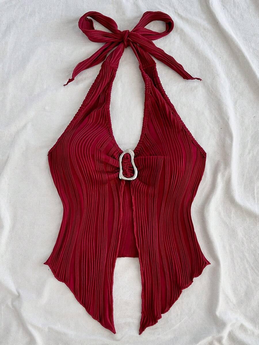 bordowy top zdobienie