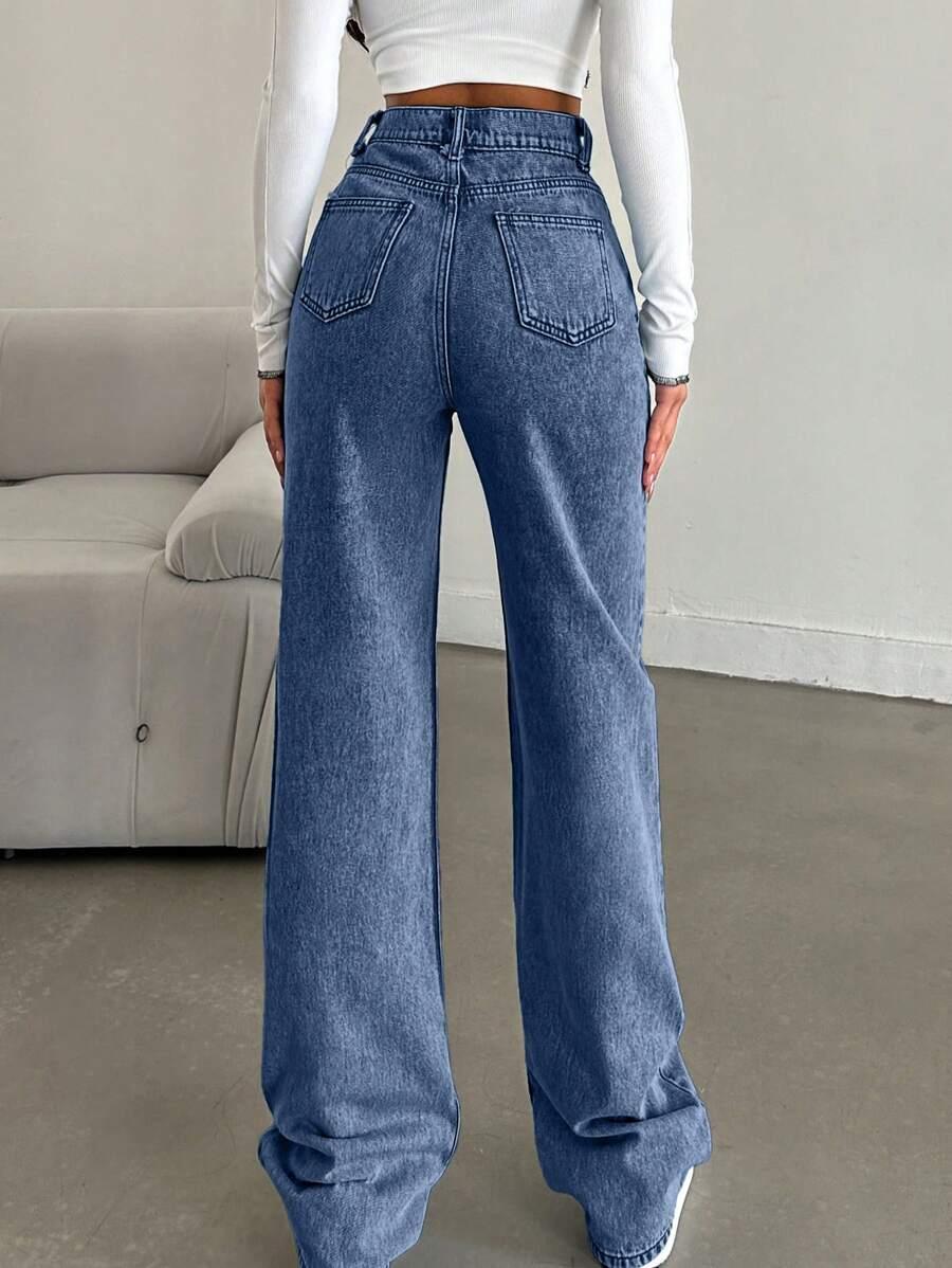 NIEBIESKIE SPODNIE JEANS WYSOKI STAN