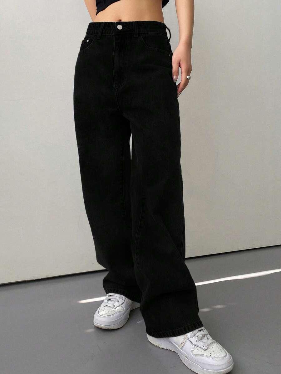 CZARNE SPODNIE JEANS