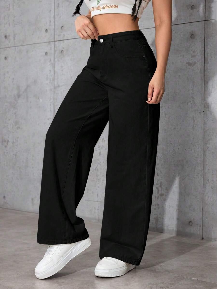 CZARNE SPODNIE JEANS 