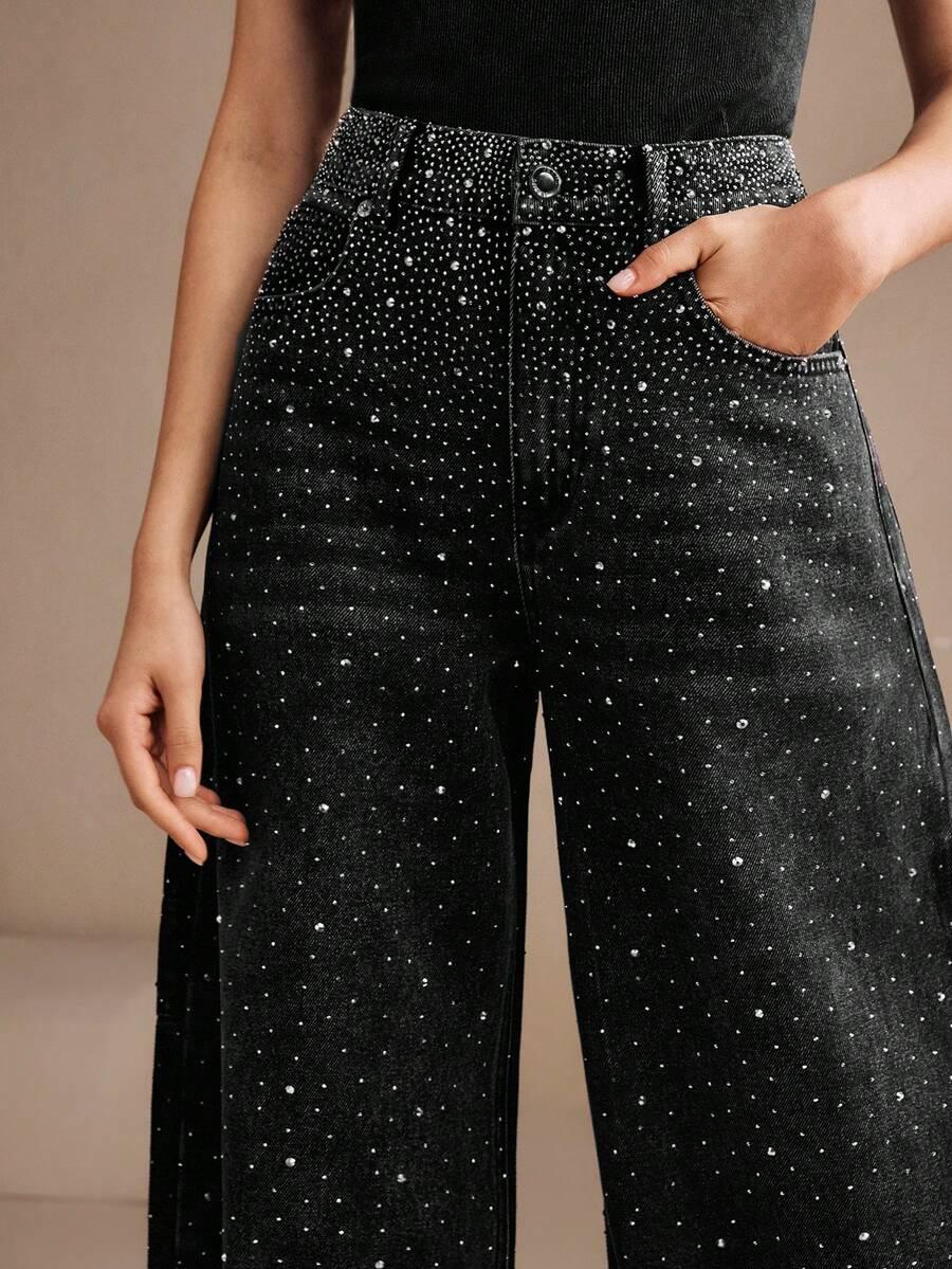 CZARNE SPODNIE JEANS