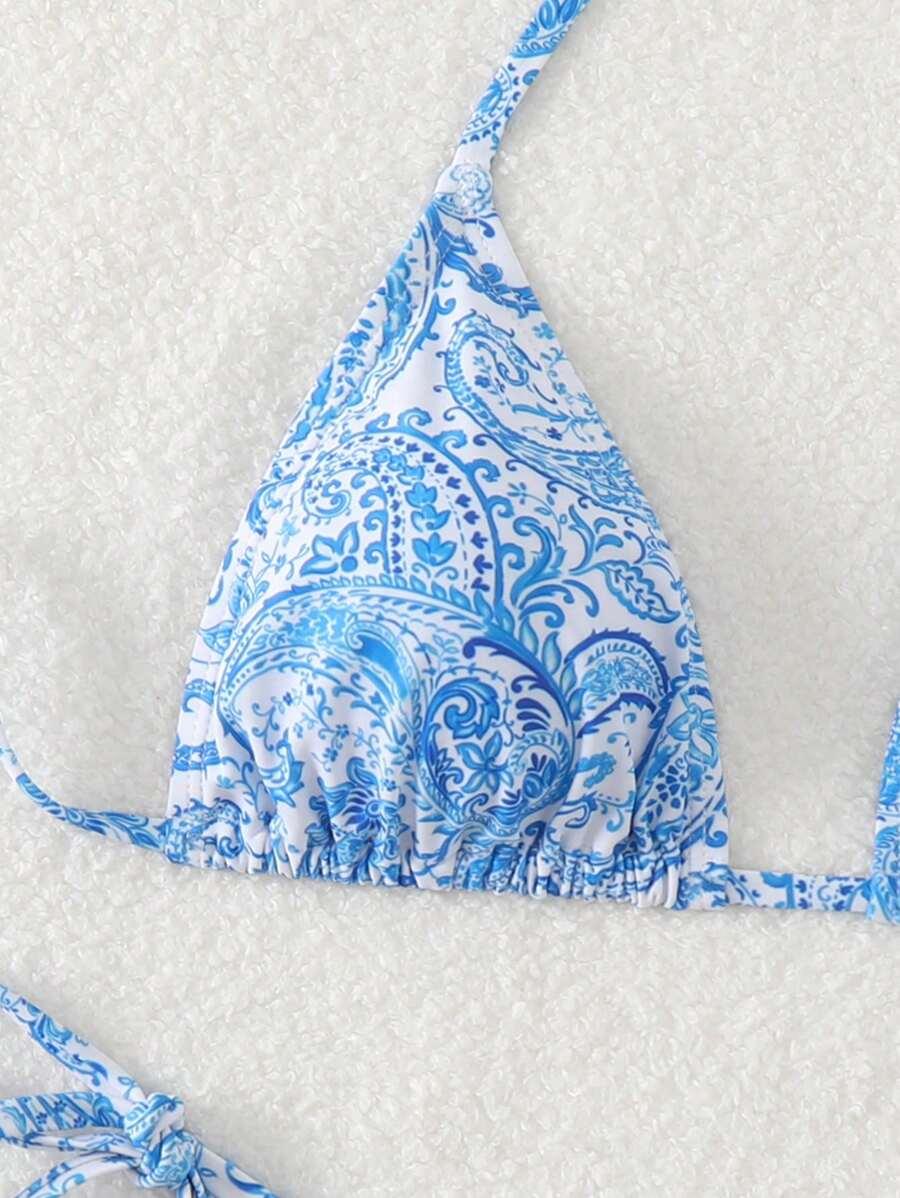 niebieski dwuczęściowy strój kąpielowy