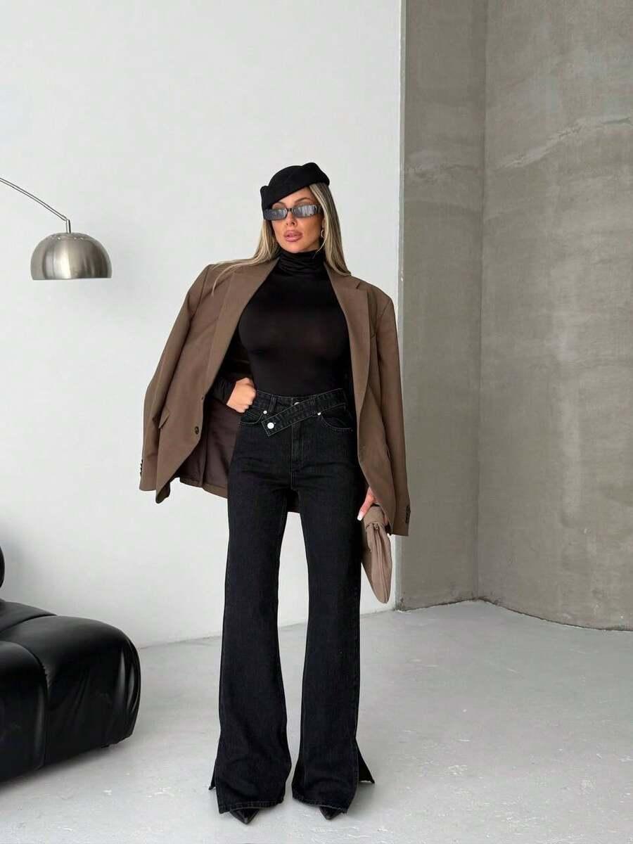 CZARNE SPODNIE JEANS