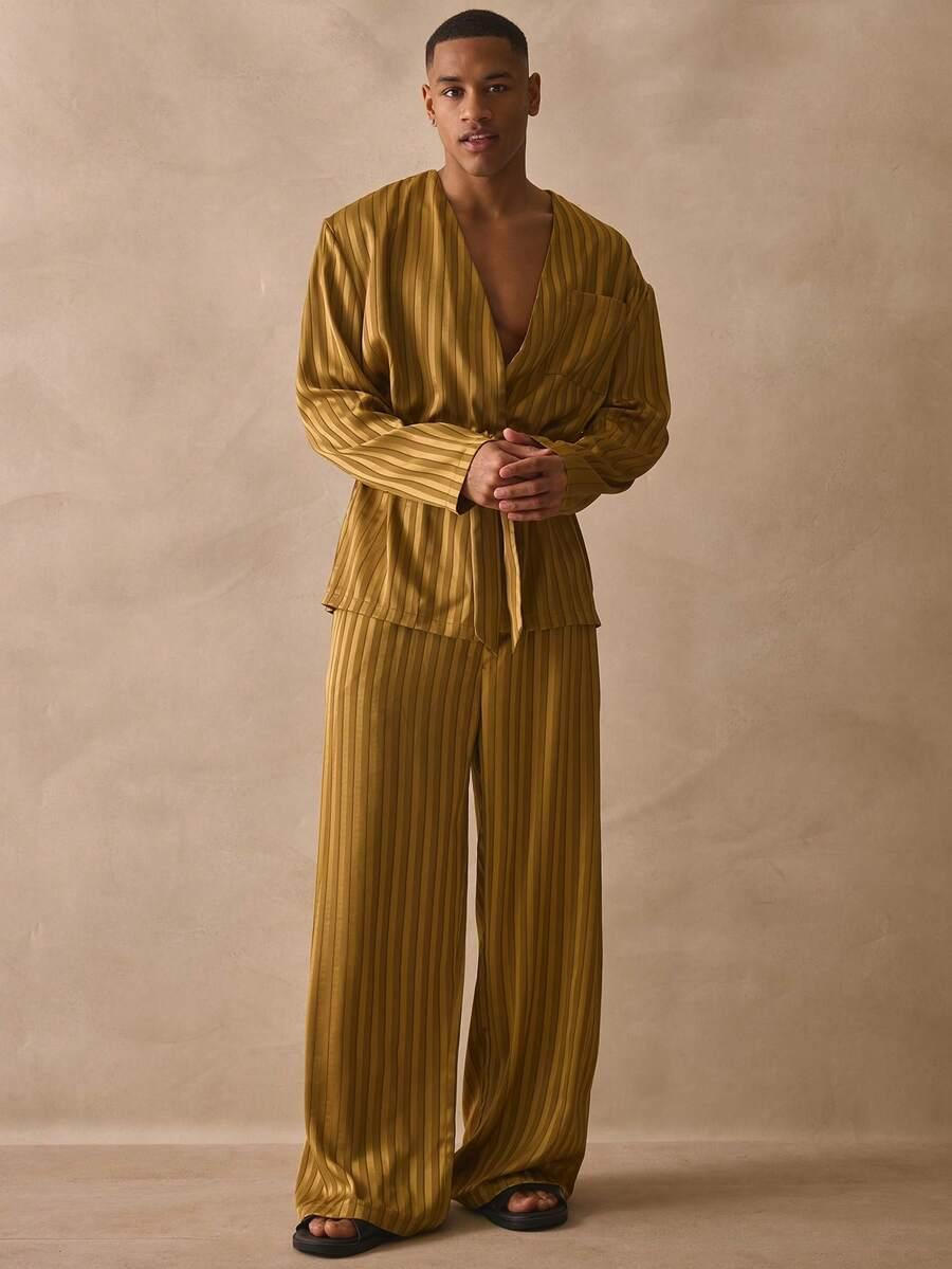 żółte spodnie wide leg