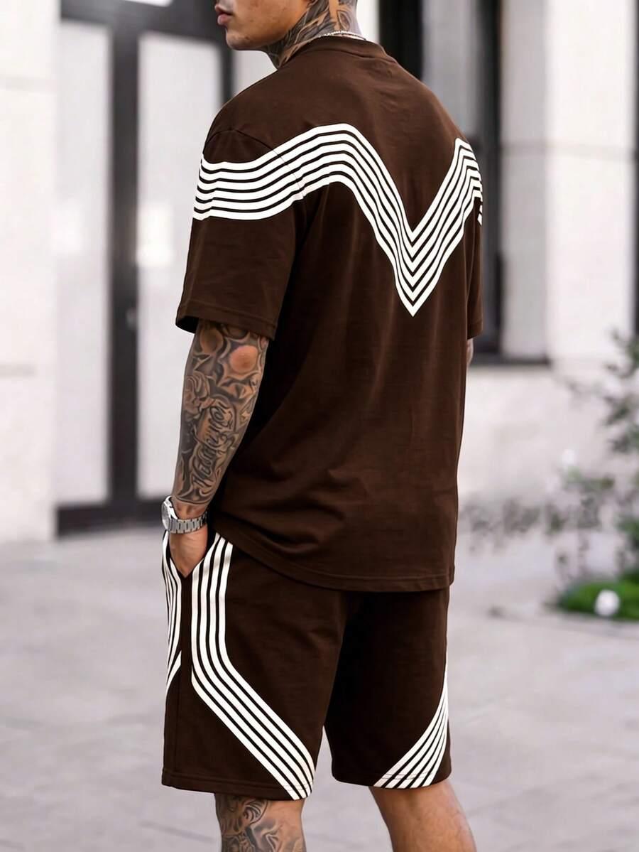BRĄZOWY T-SHIRT SPODENKI KOMPLET