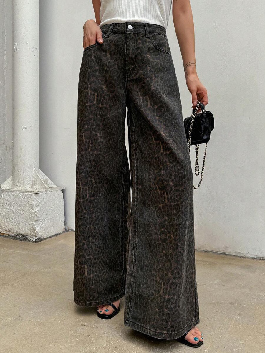 SZEROKIE SPODNIE leopard print