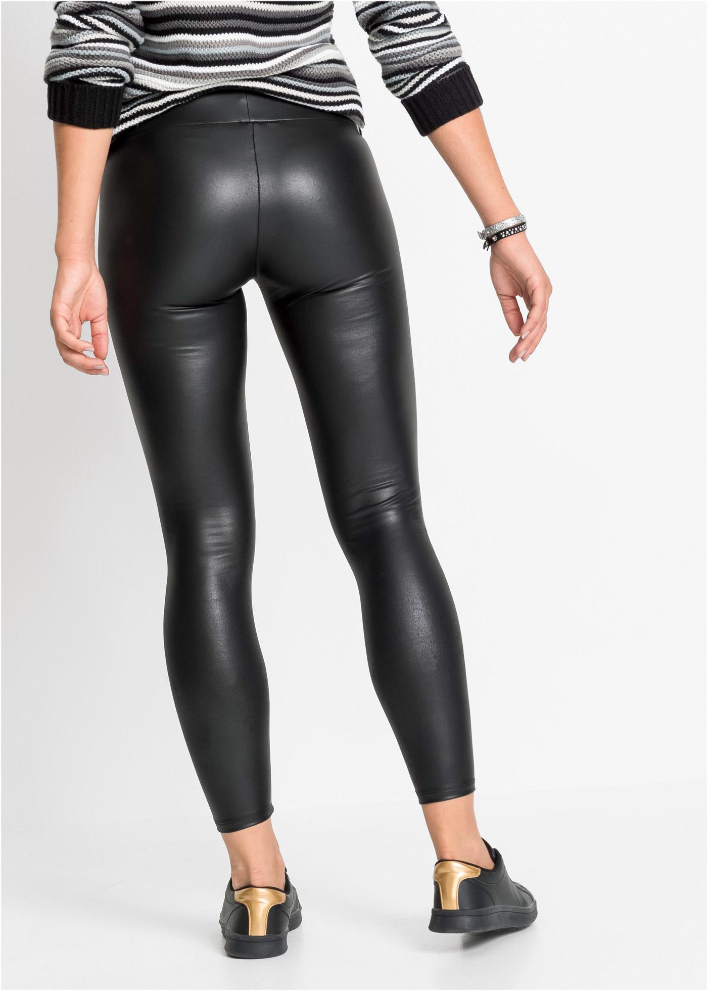 CZARNE LEGGINSY IMITACJA SKÓRY