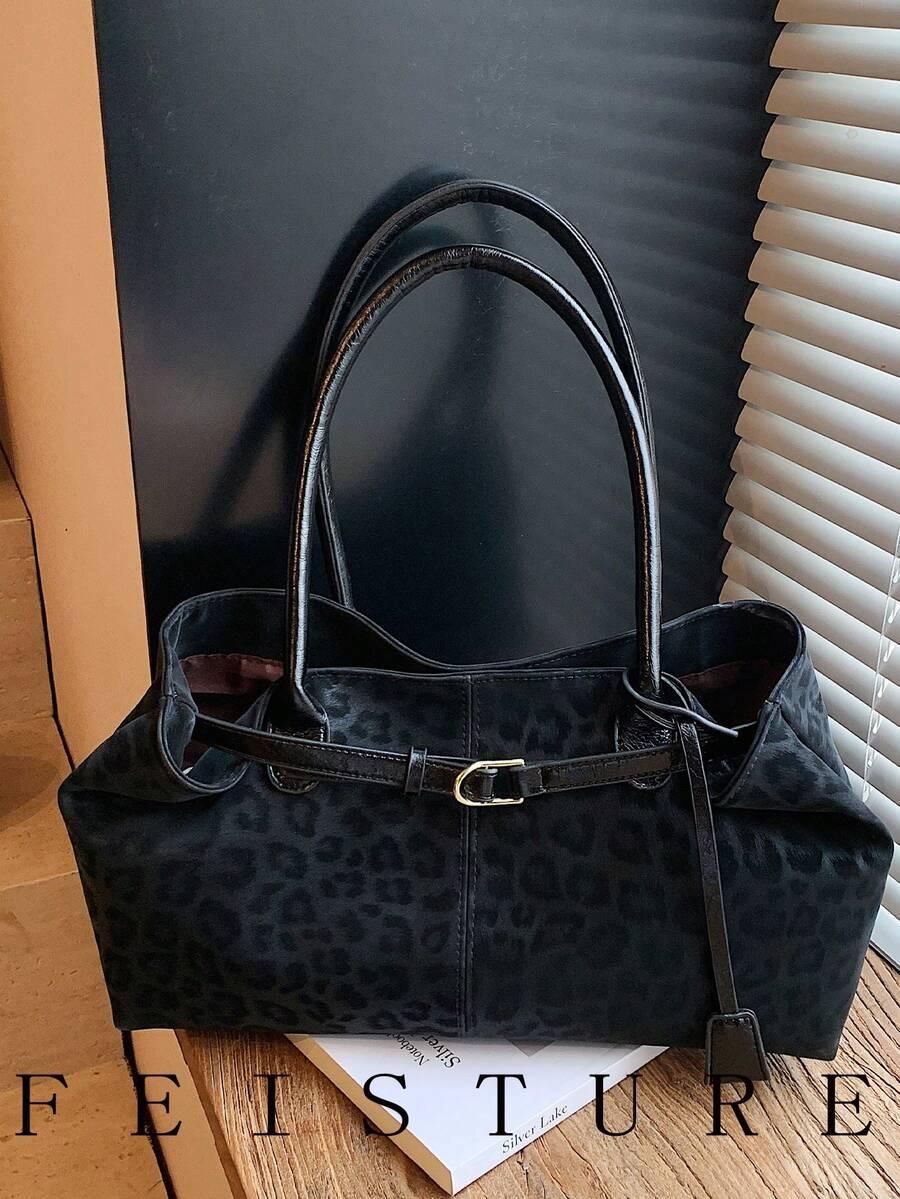 czarna torebka animal print