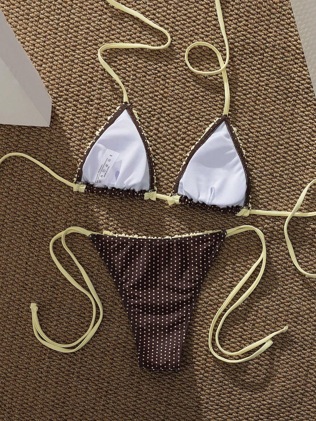 brązowy dół od bikini groszki